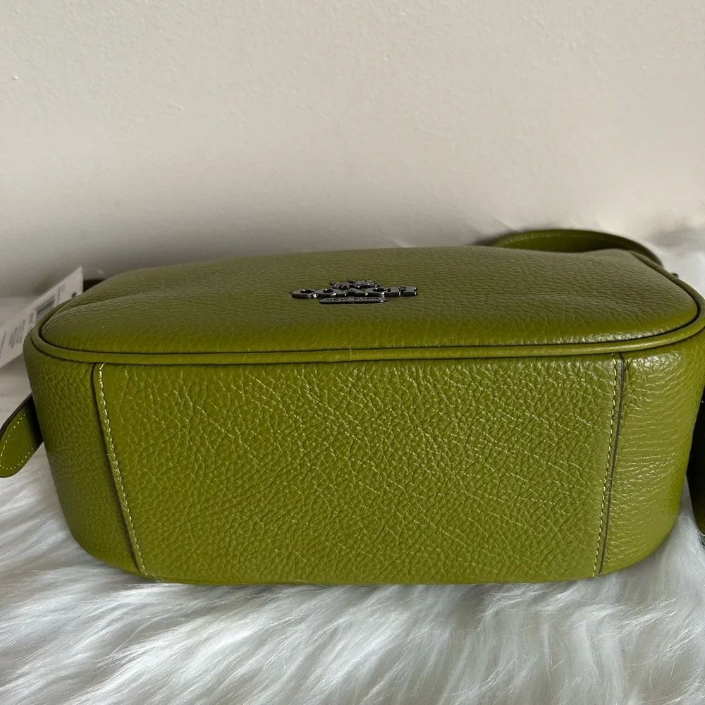 Coach bright Olive Green Pebbled Leather Shoulder Bag